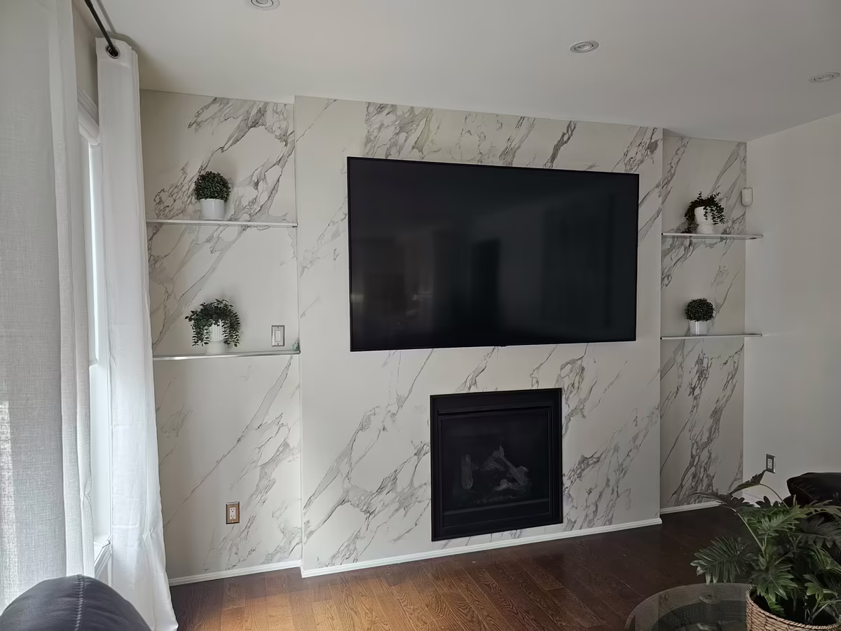 fireplace project completed by Pearl Countertops