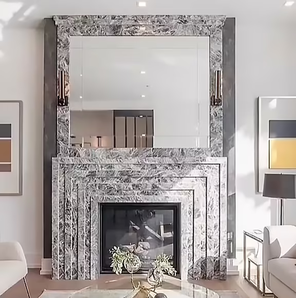 fireplace project completed by Pearl Countertops