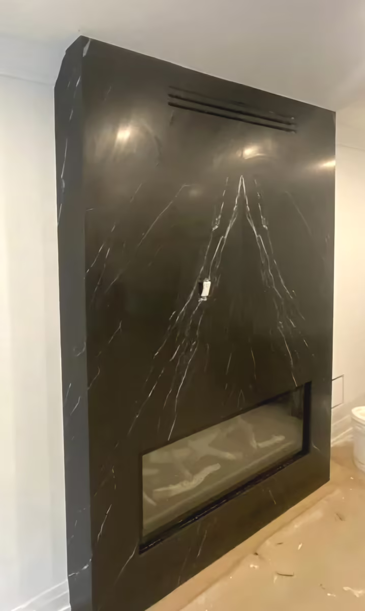 fireplace project completed by Pearl Countertops