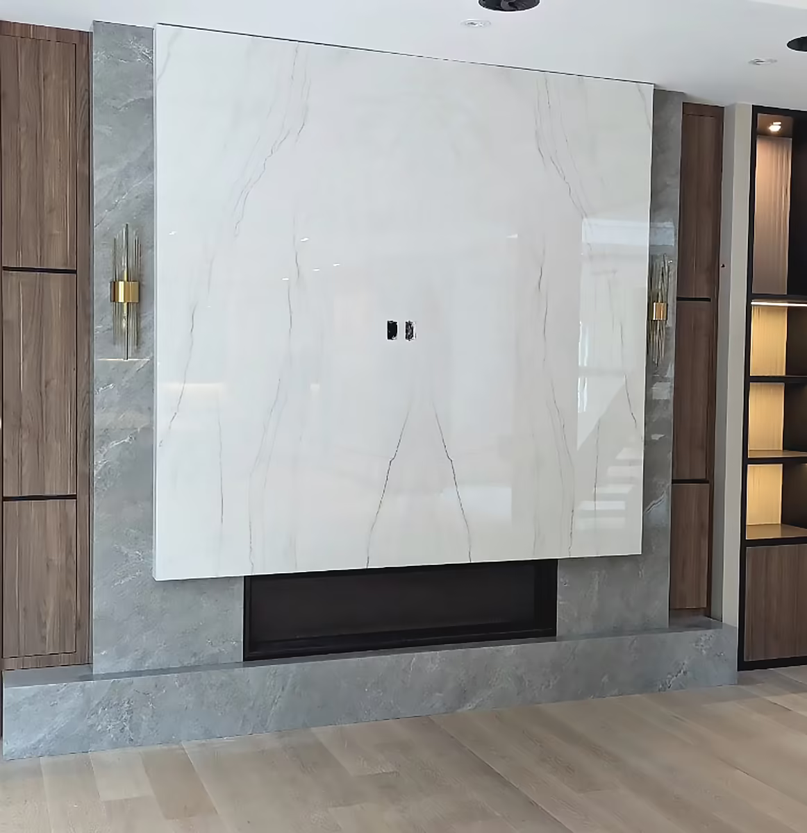 fireplace project completed by Pearl Countertops