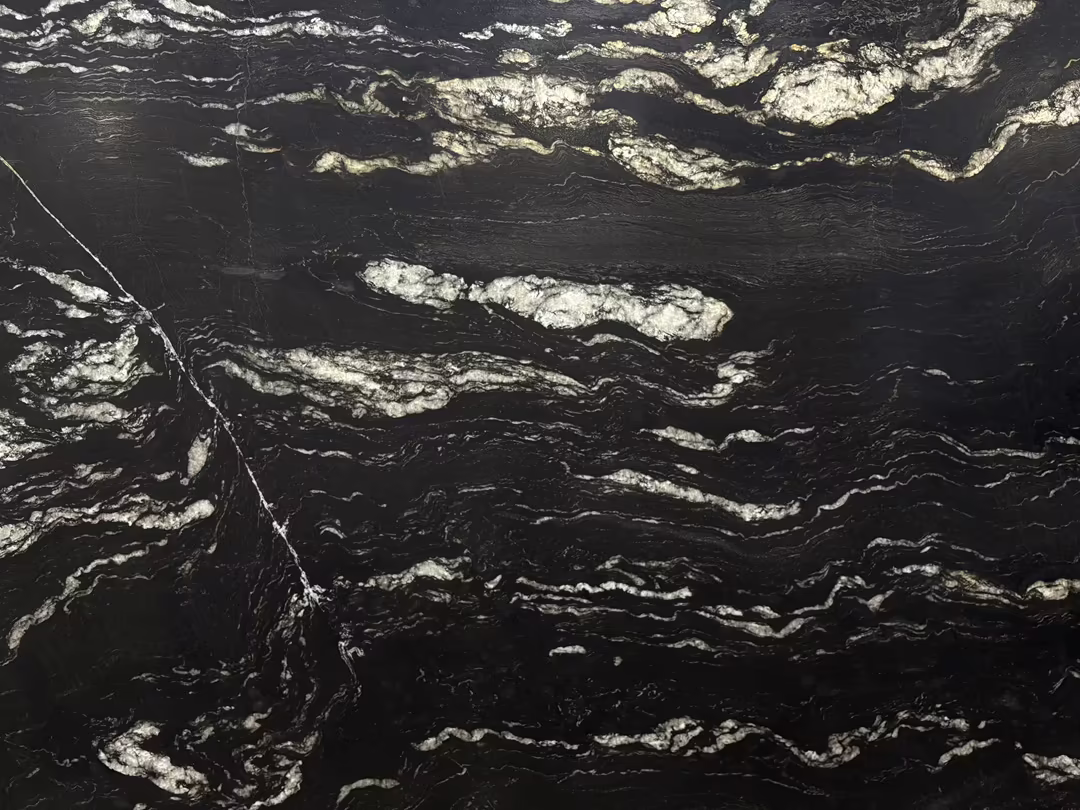 Dark natural stone with one-of-one mineral movement